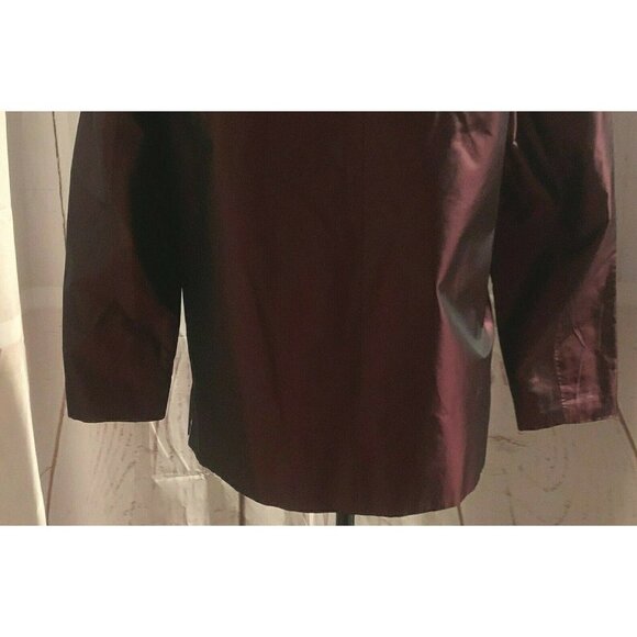 Talbots Petites Womens Button Front Silk Jacket Size 6P Burgundy Long Sleeve - Picture 10 of 12